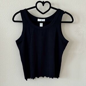 Full Tilt Black Lettuce Hem Sleeveless Tank Top NWOT Size L
